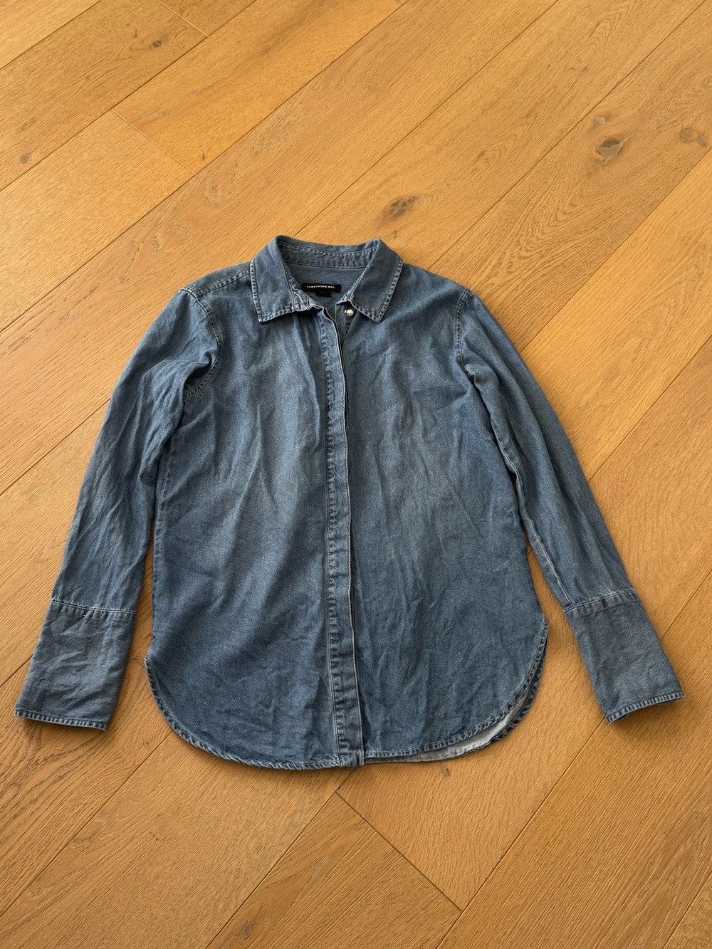 Something Navy Denim Button-Up Shirt Blue Size XSmall